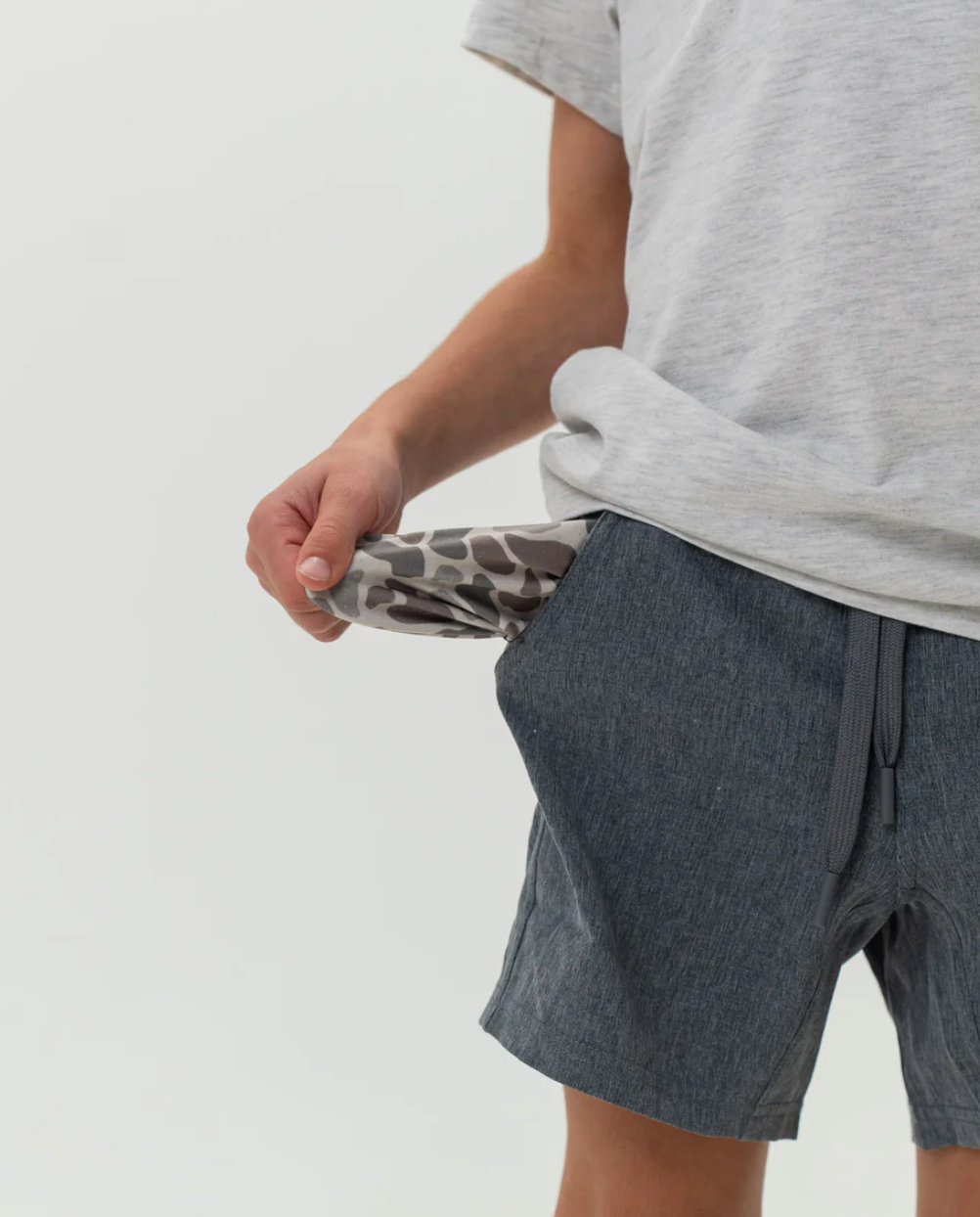 Youth Athletic Short - Grizzly Grey - Deer Camo Liner