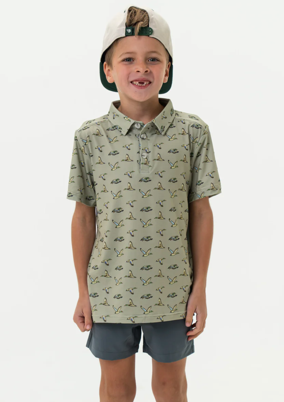 Youth Polo - Flying Ducks Green