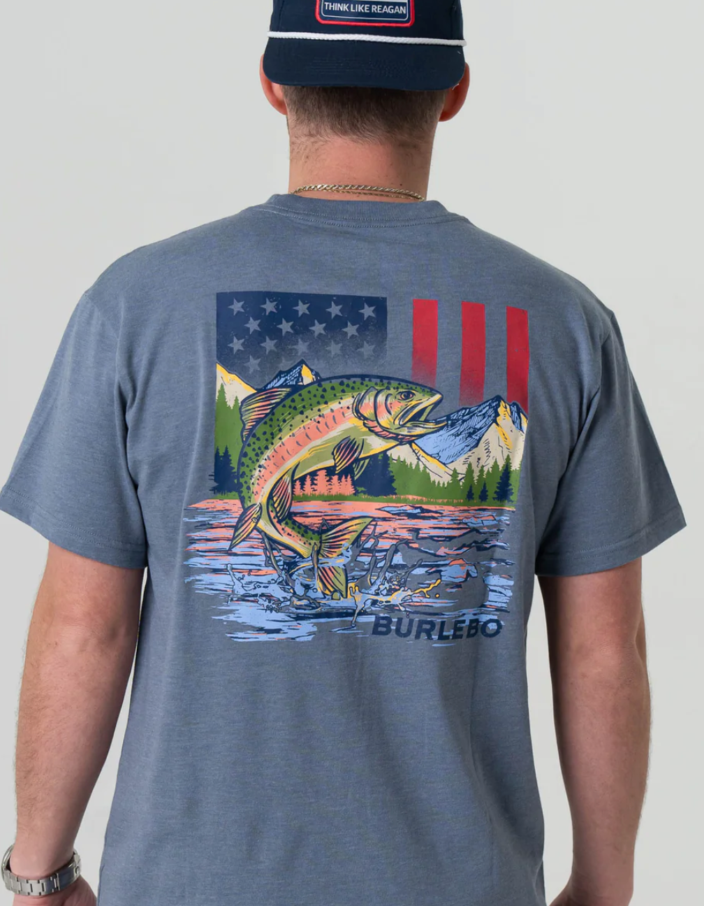 Patriotic Scenic Fish - Heather Blue Jean
