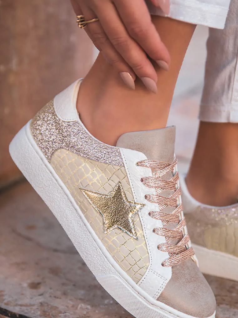 Glitter Star Patchwork Sneakers