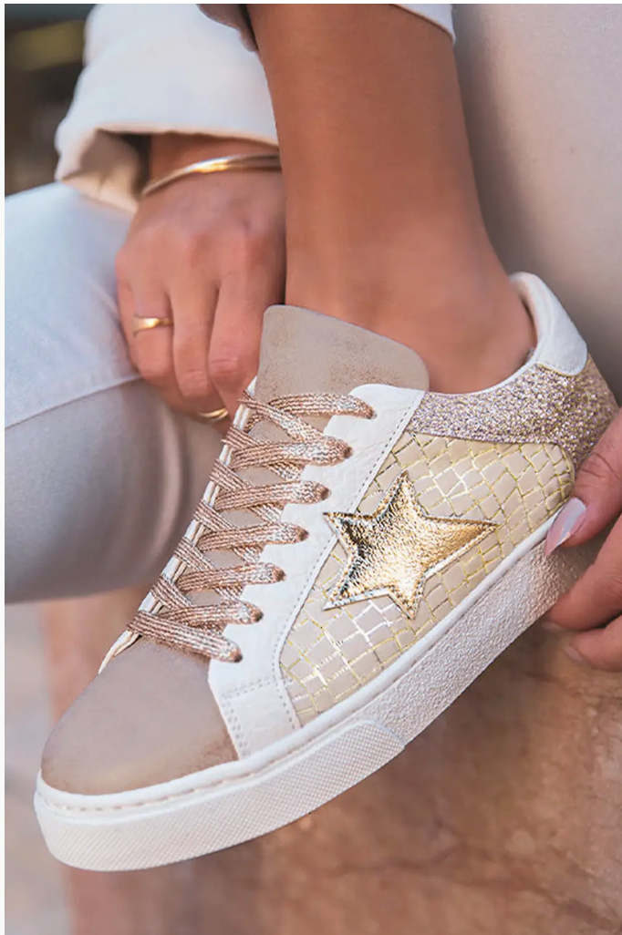 Glitter Star Patchwork Sneakers