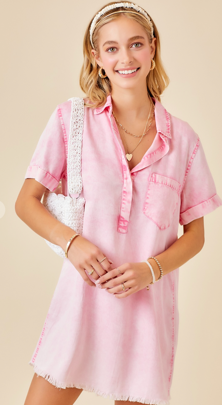 Washed Denim Shirt Dress