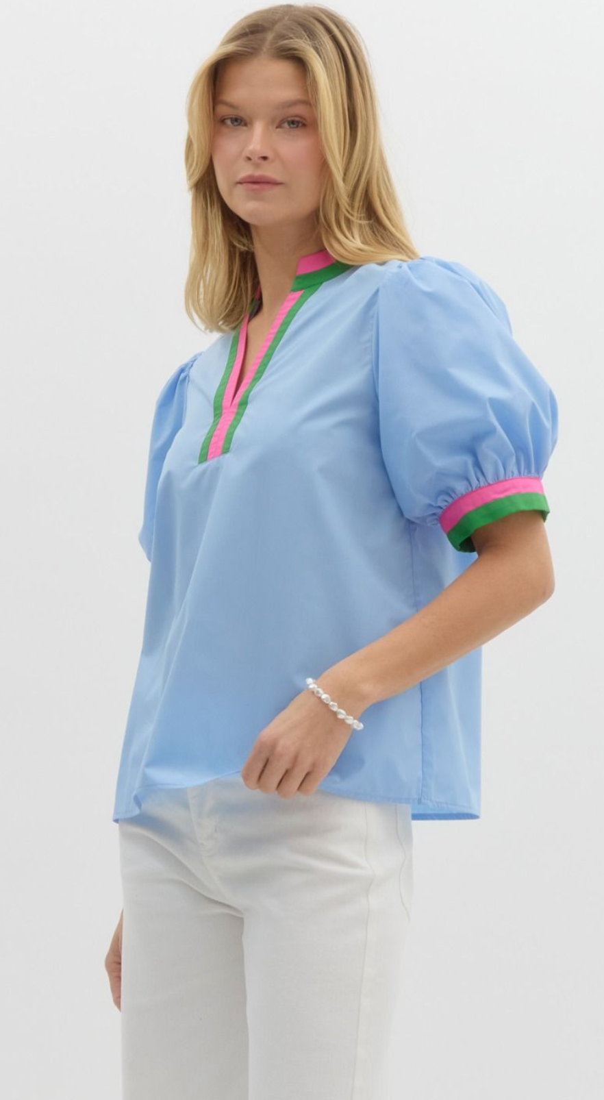 Multi Colored Bubble Sleeve Top