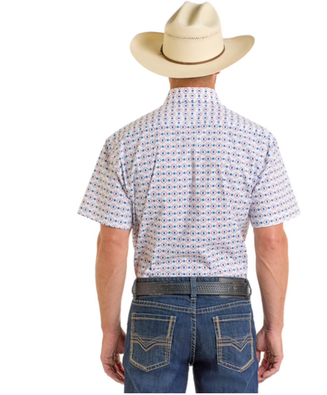 White Printed Aztec S/S Button Down