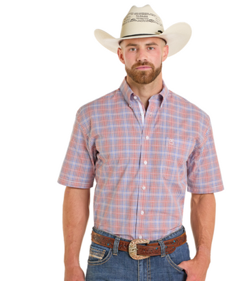 Mens Melon S/S Button Down Shirt