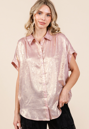 Metallic Collared Top