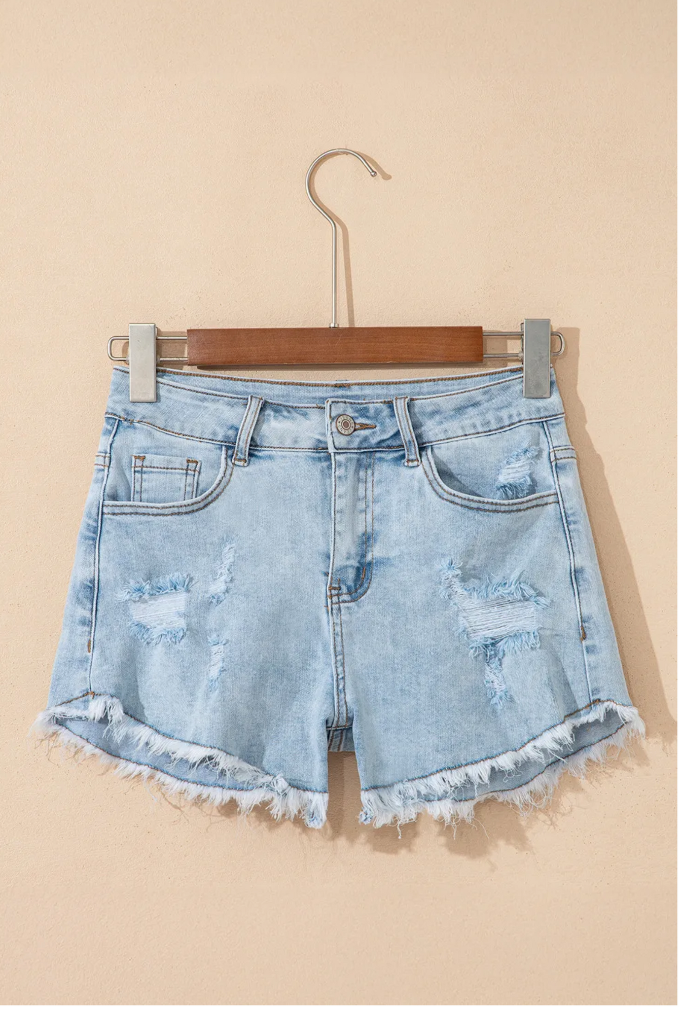 Beau Blue Distressed Shorts