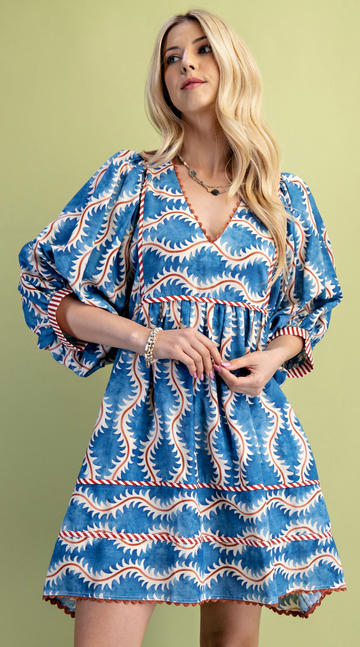 Charming Ric-Rac Trim Dress