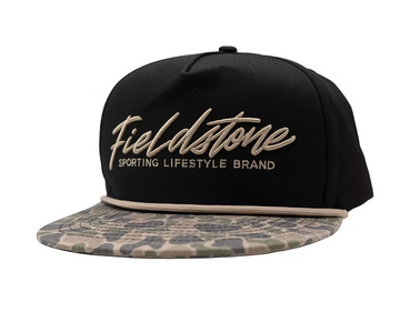 Black W/ Camo Bill Script Logo Hat