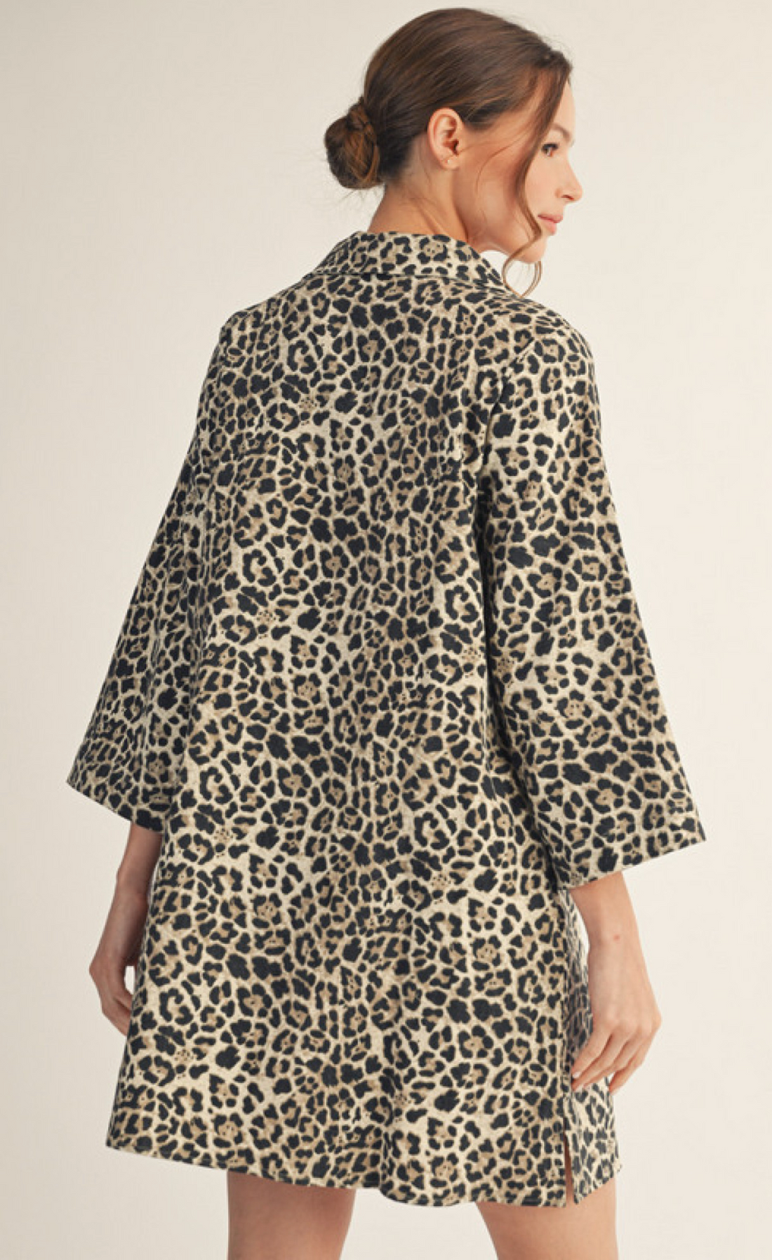 Leopard Print Collared Shift Dress