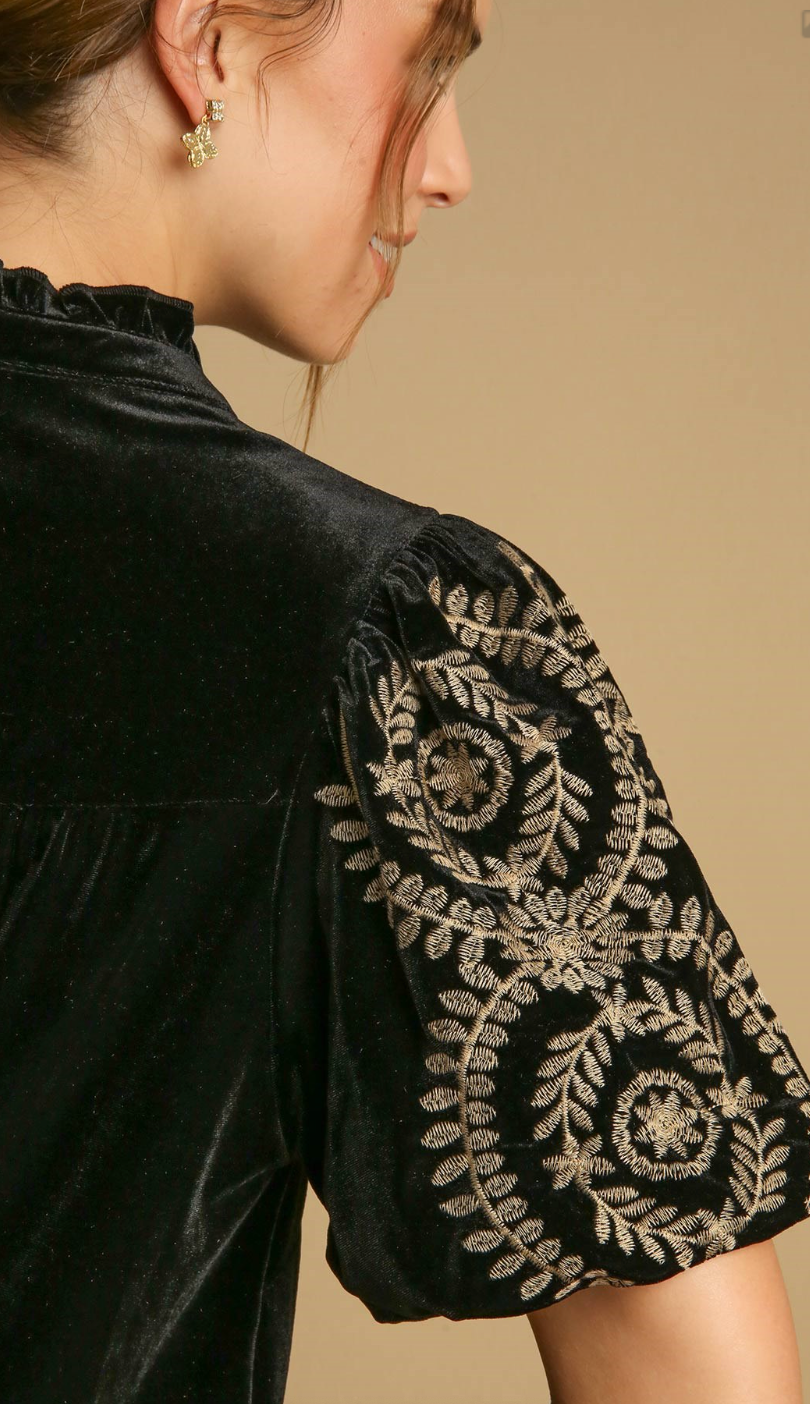 Luxurious Velvet Detailed Top