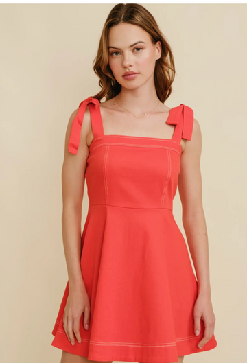 Strap Tie Flowy Dress