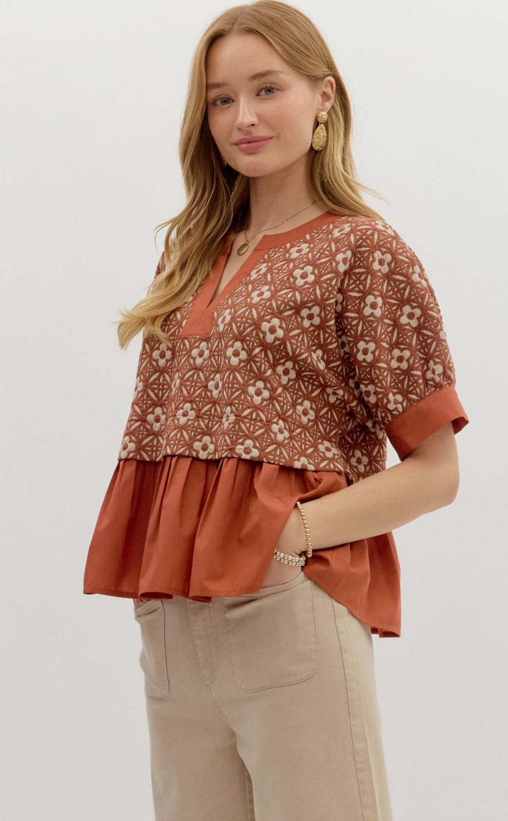 Floral Jacquard Top