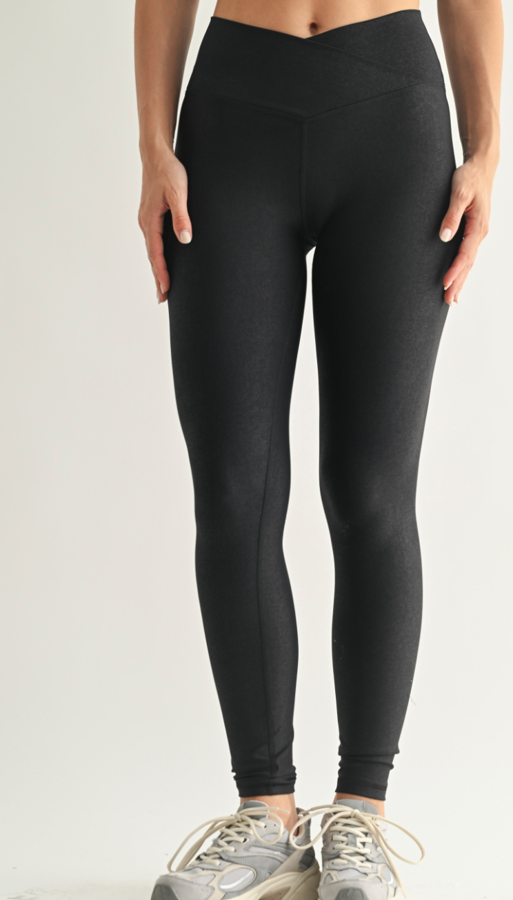 Leather Look Crossover Leggings