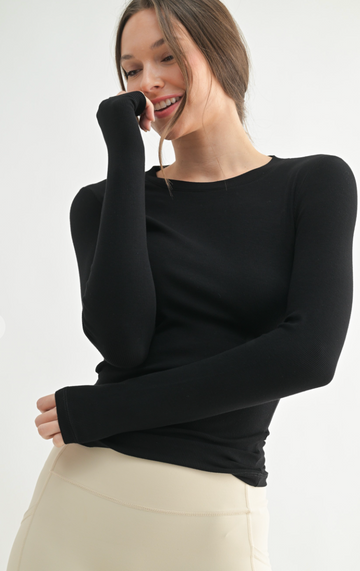 Essential Long-sleeved Micro-ribbed Athleisure Top