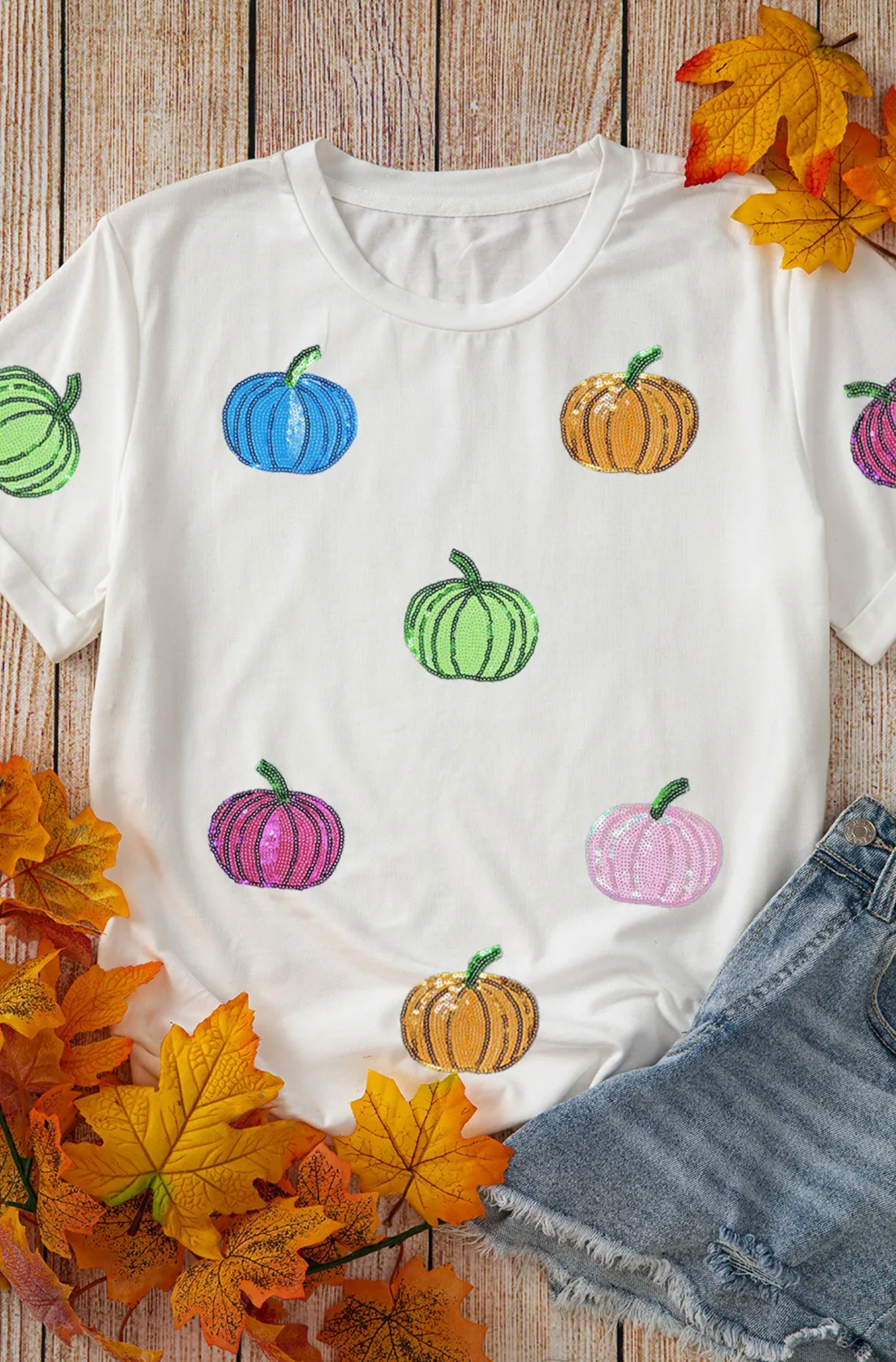 Sequin Pumpkin Patch T-Shirt