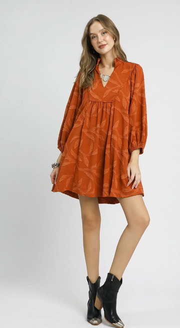 Regal Ruffle Jacquard Dress