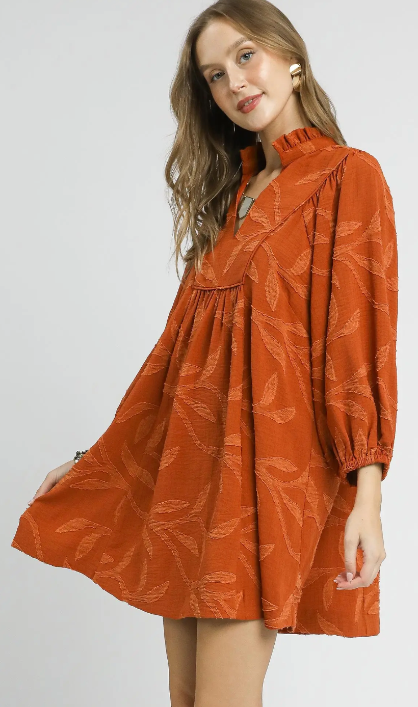 Regal Ruffle Jacquard Dress