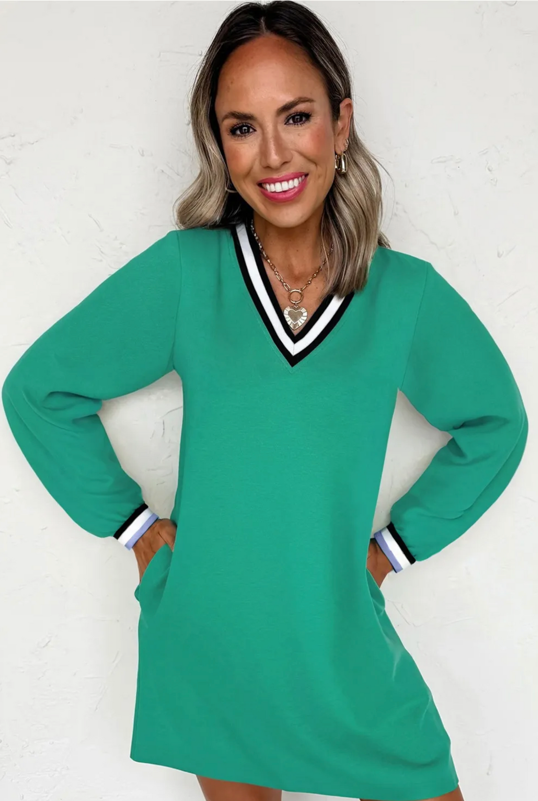 Green Varsity Striped Dress