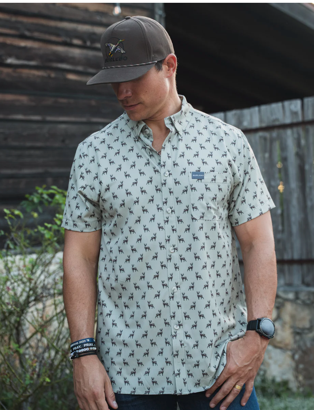 Performance Button Up - Whitetail Deer - Green