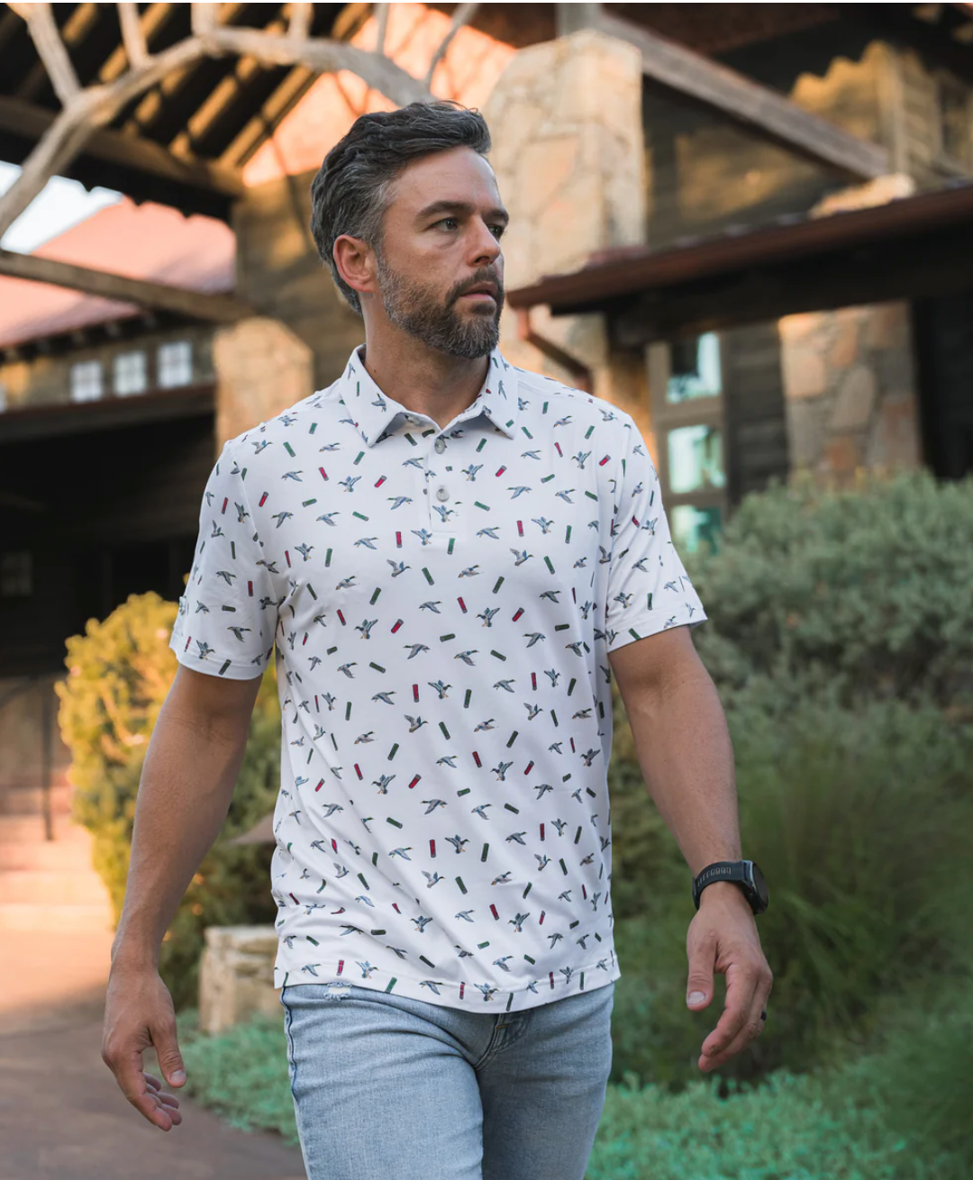 Performance Polo - Ducks And Shells - White