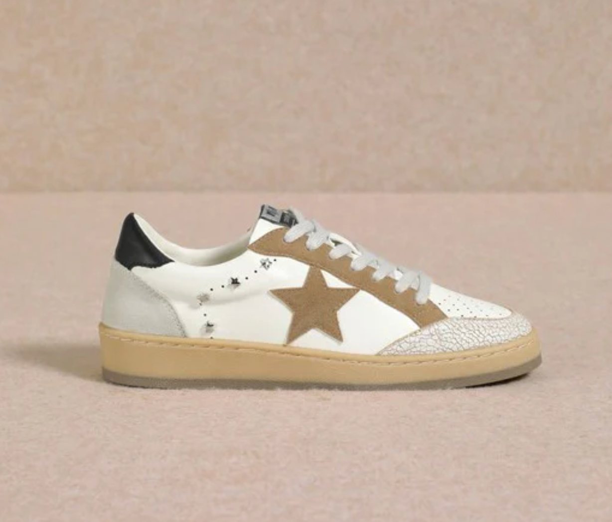 AVERY - Leather Suede Glitter Star Sneakers