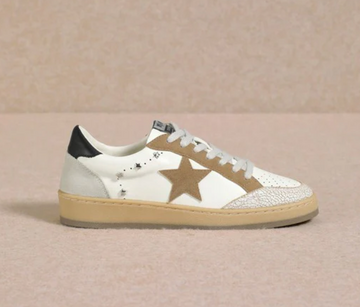 AVERY - Leather Suede Glitter Star Sneakers