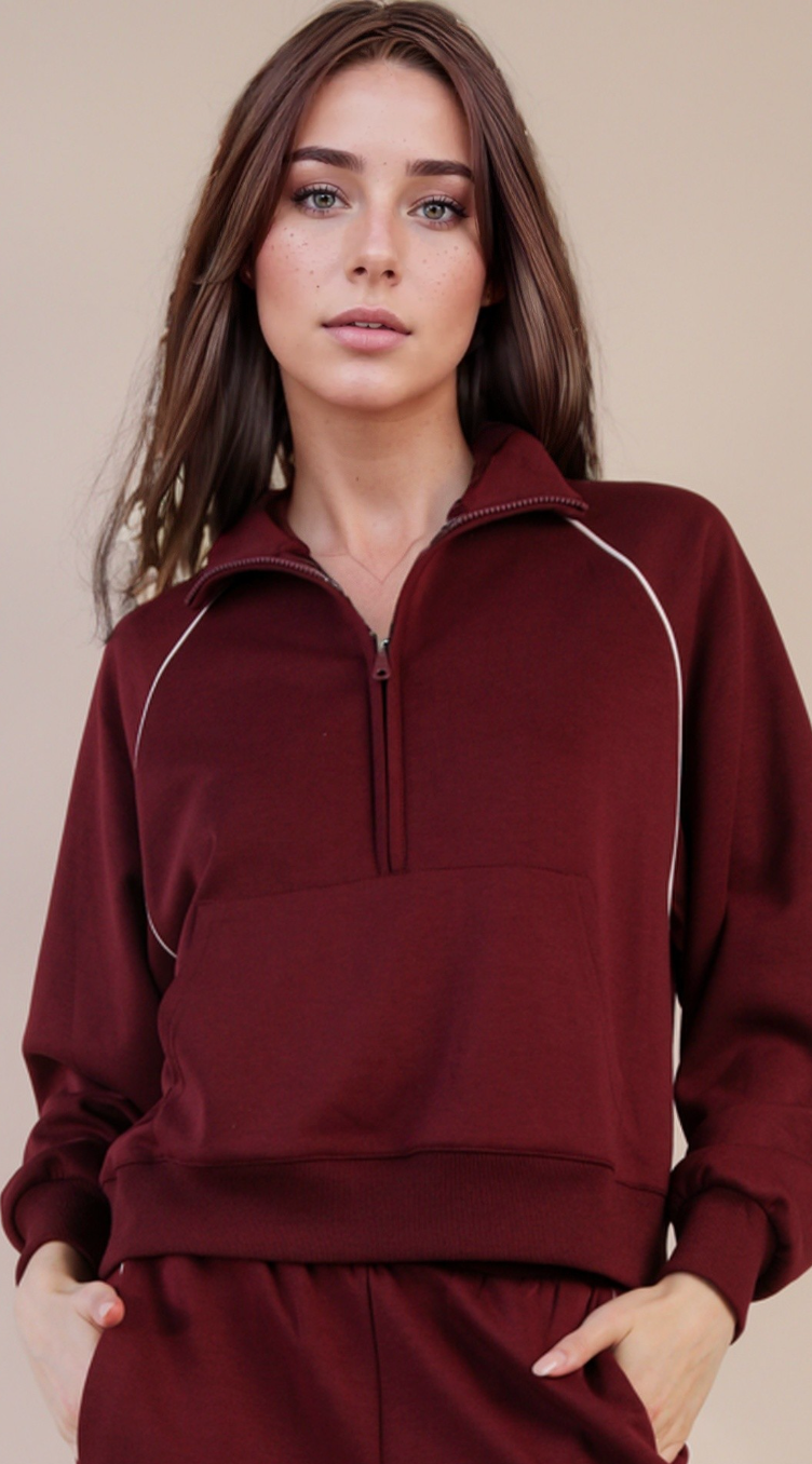 Piping Detail Knit Set