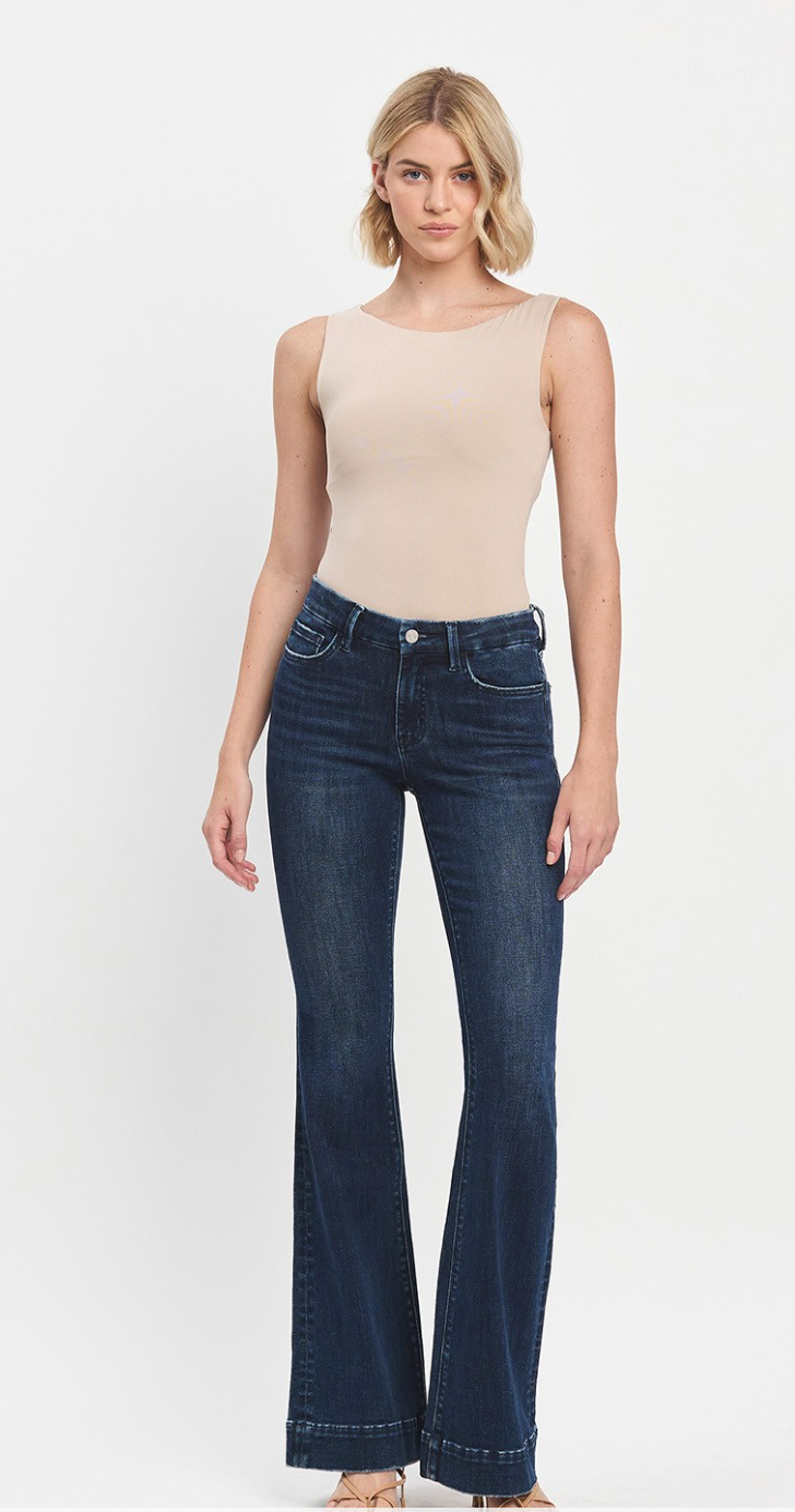 Mid Rise Full Length Flare Jeans