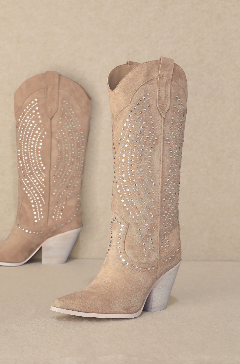 NANA Rhinestone Western Pointed Toe Boots
