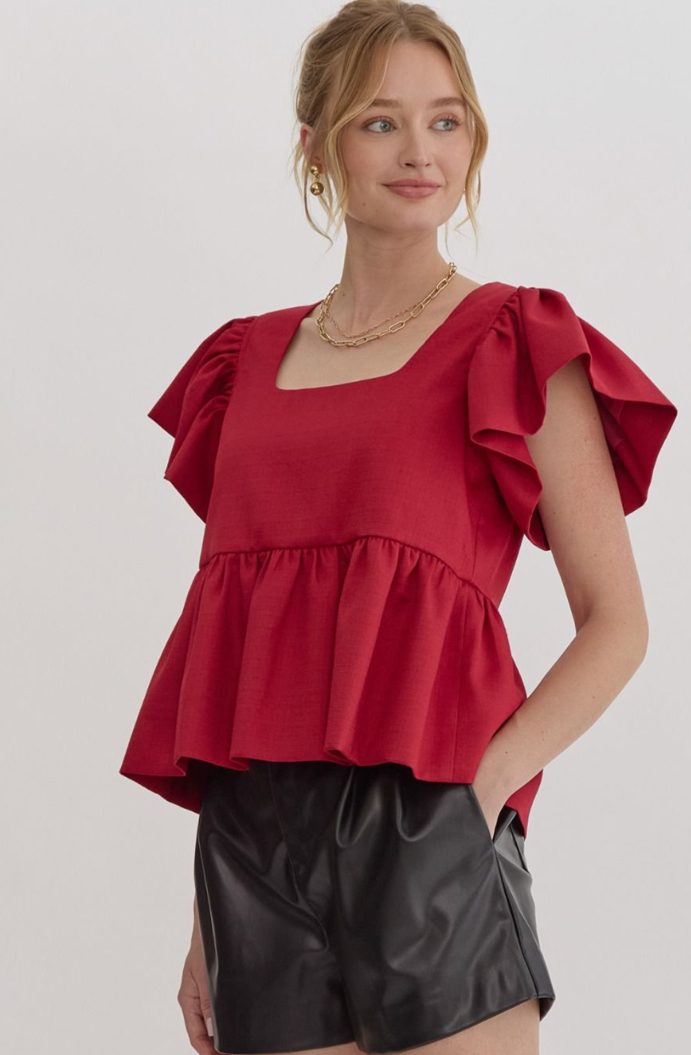 Textured Peplum Top