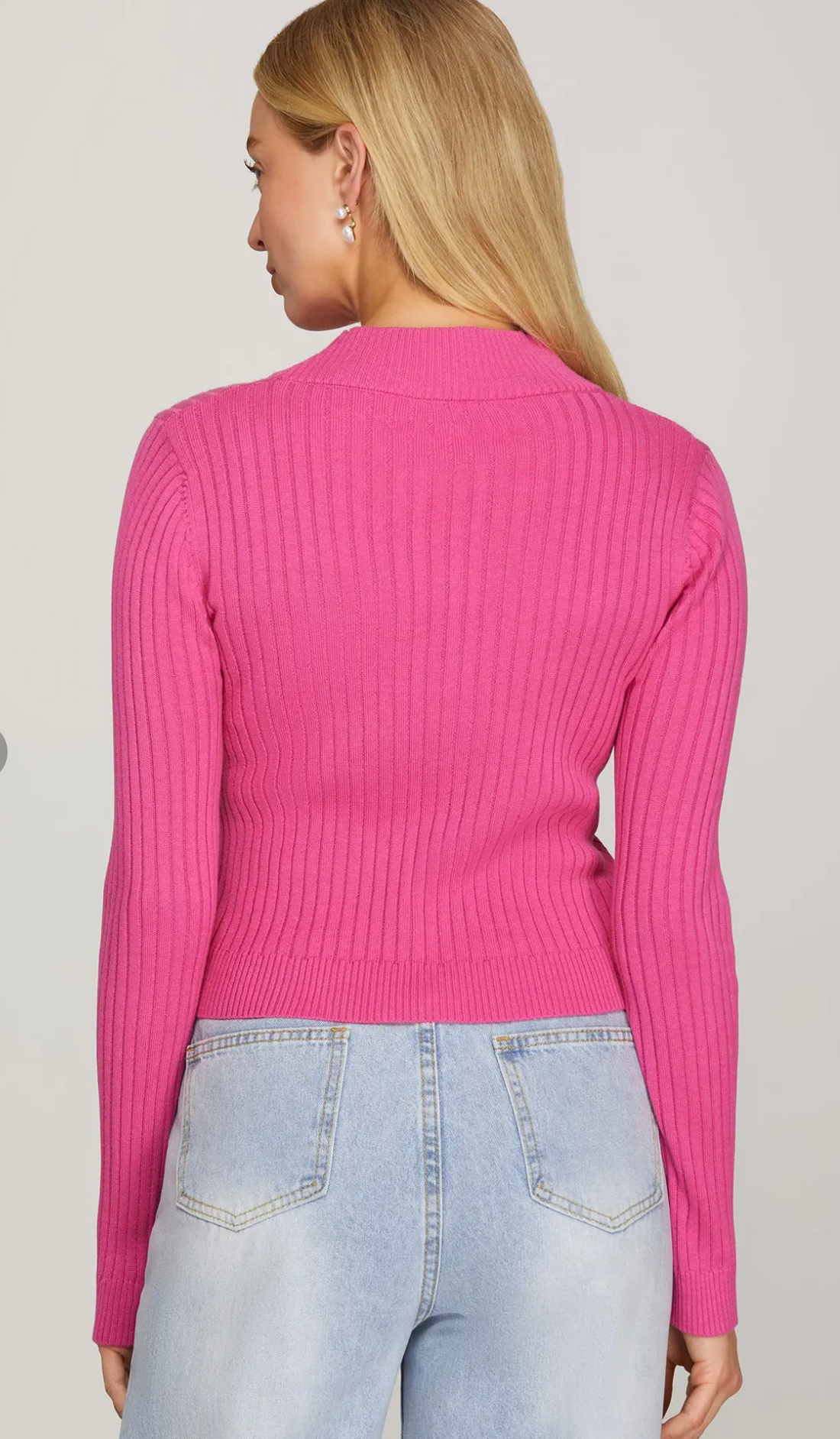 Chic Mock Neck Ribbed Crop Sweater