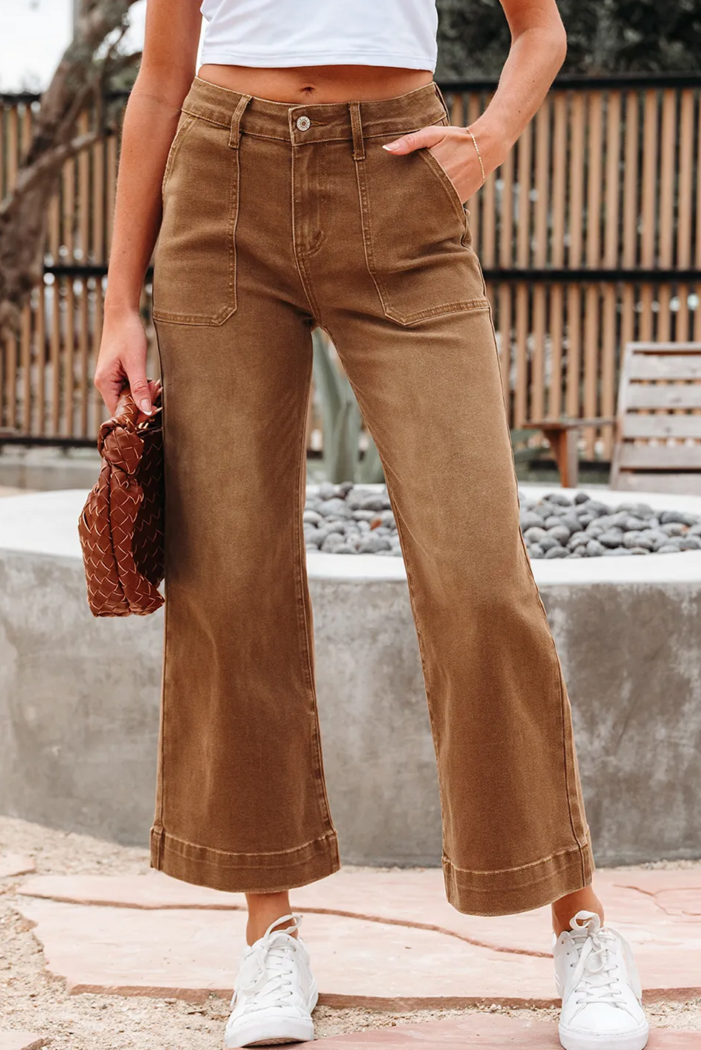 Breen Cropped High Rise Wide Leg Jeans