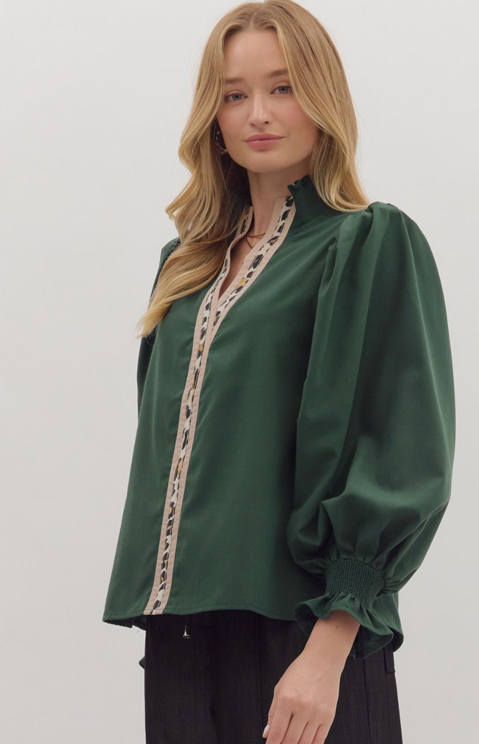 Wild Contrast Smocked Blouse