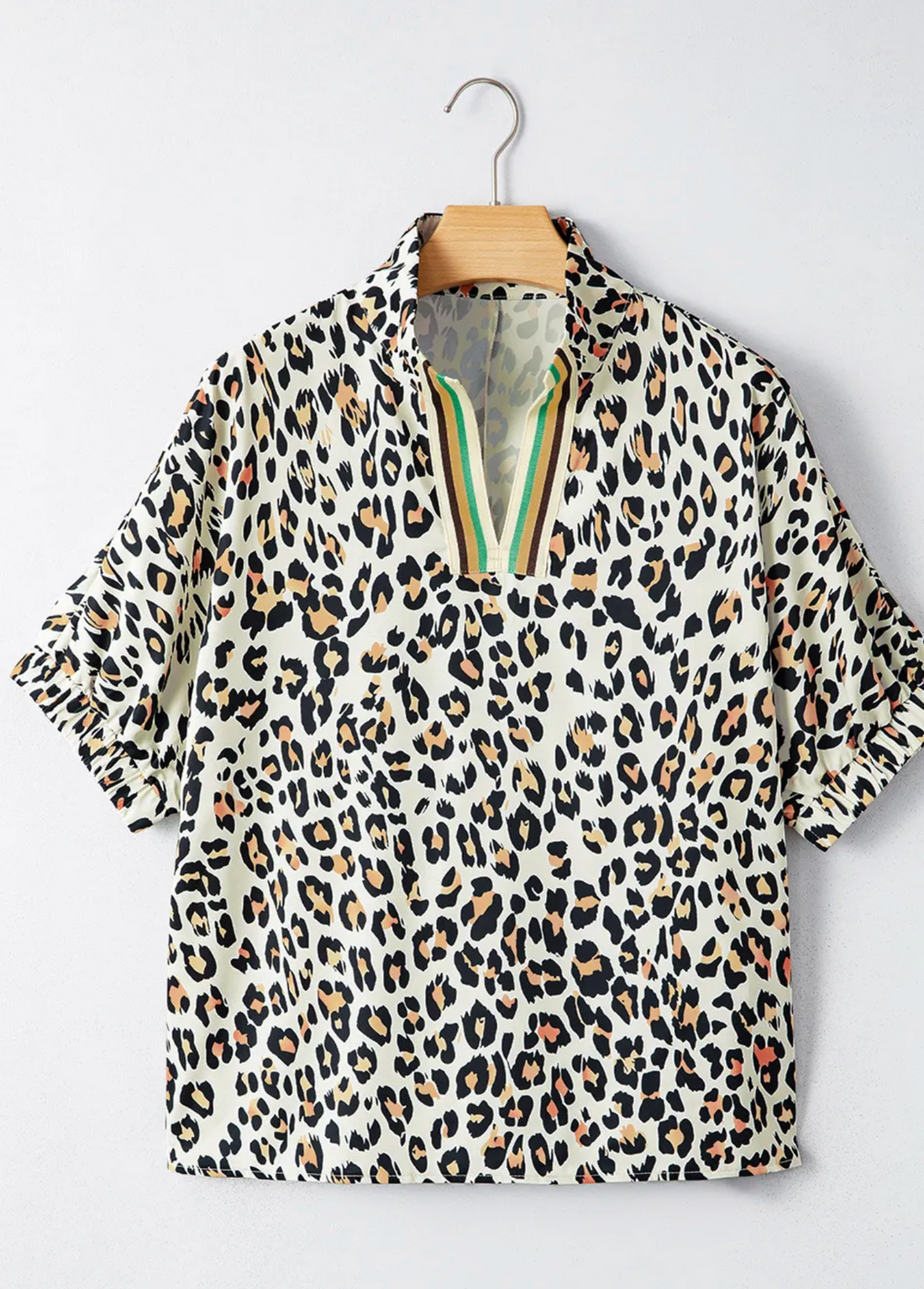 Chic Safari V-Neck Blouse