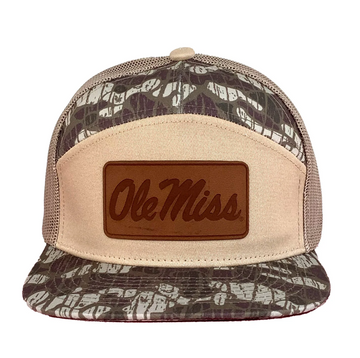 Ole Miss Script Leather Patch 7P Hat