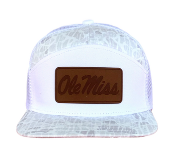 Ole Miss Script Leather Patch 7P Hat