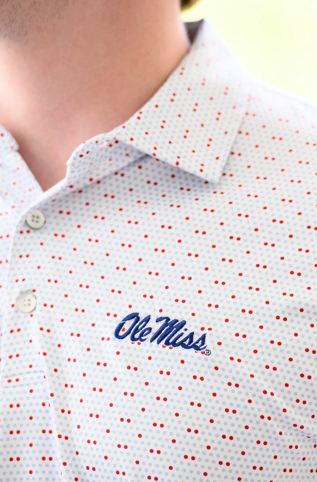 Ole Miss Script Team Dot Polo
