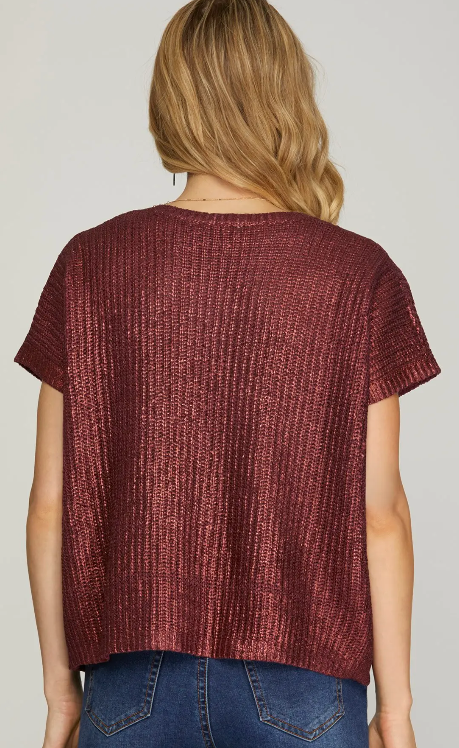 Metallic Coated Sweater Top