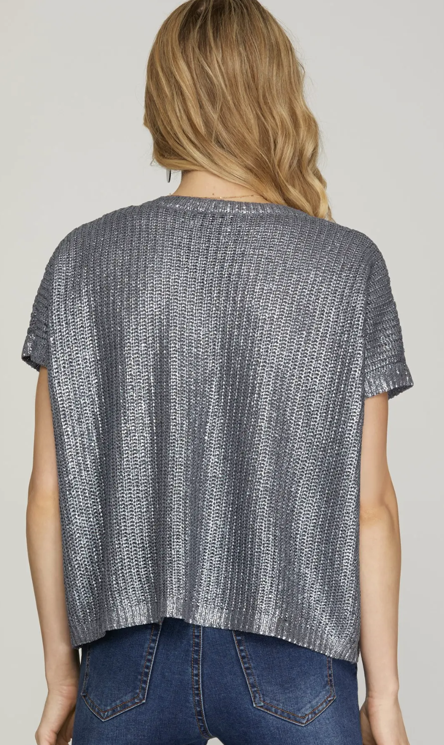 Metallic Coated Sweater Top