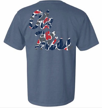 Ole Miss Script Camo Tee