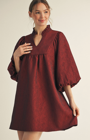 Elegant Textured Babydoll Dress