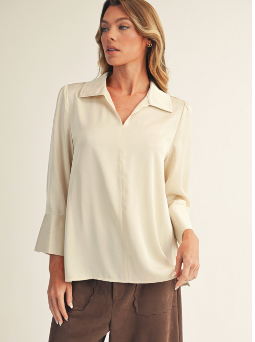 Pearl Elegance Satin Top