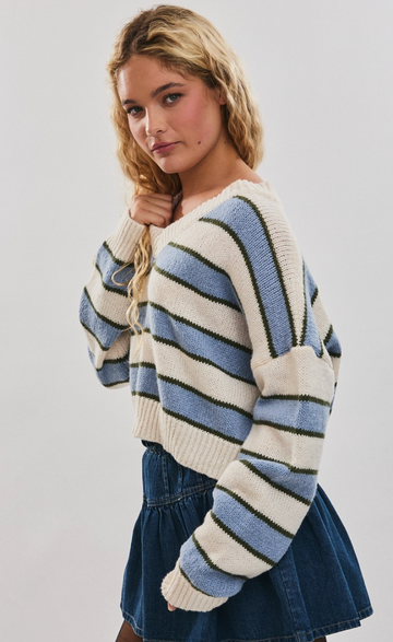 Classic Striped V-Neck Sweater