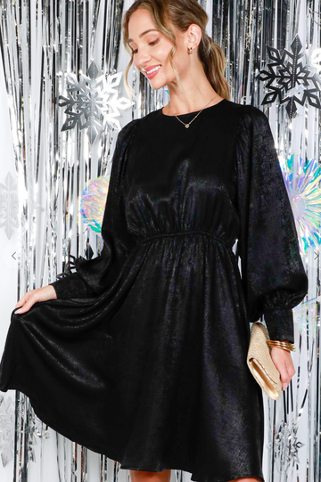 Metallic Black Foil Dress