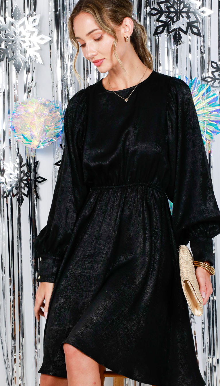 Metallic Black Foil Dress