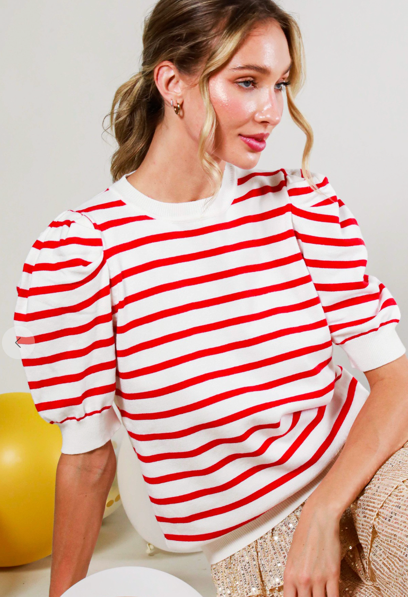 Red Striped Sweater Top