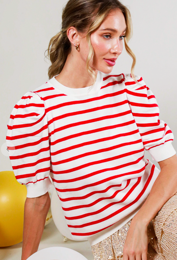Red Striped Sweater Top
