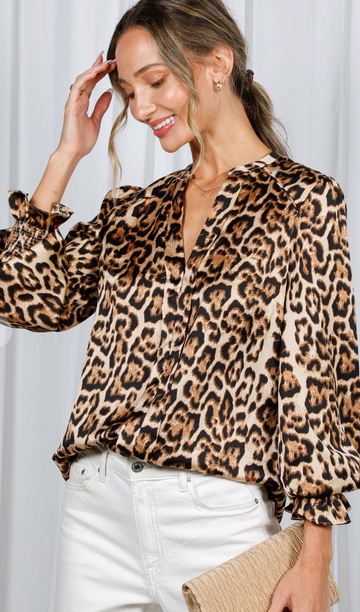 Leopard Printed Silk Blouse