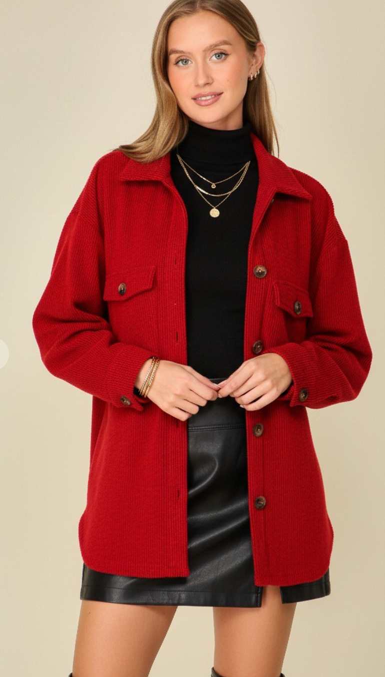 Cozy Brushed Waffle Shacket